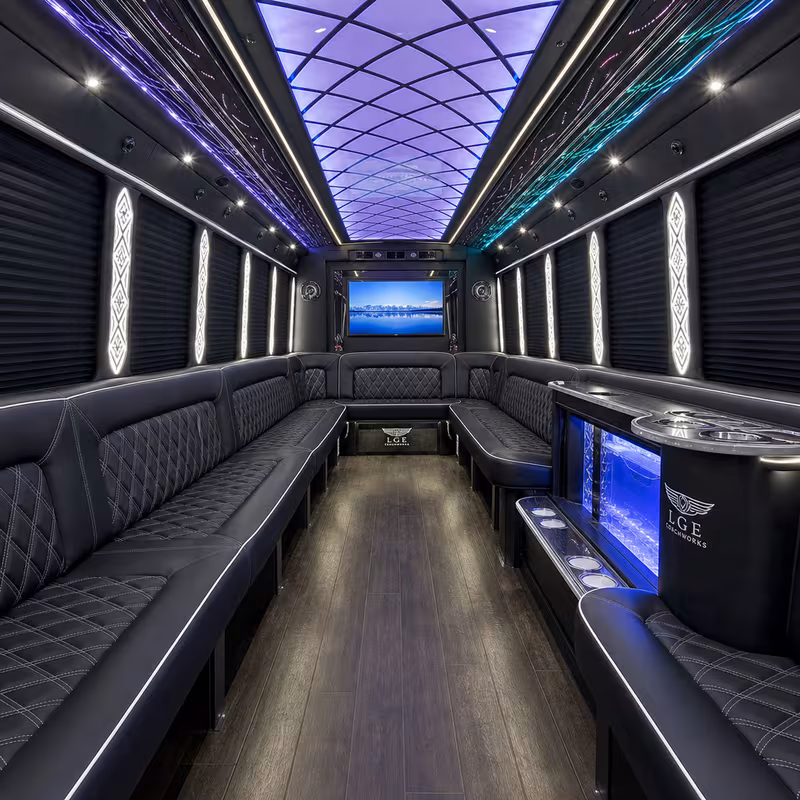 15 Passenger Party Bus Interior