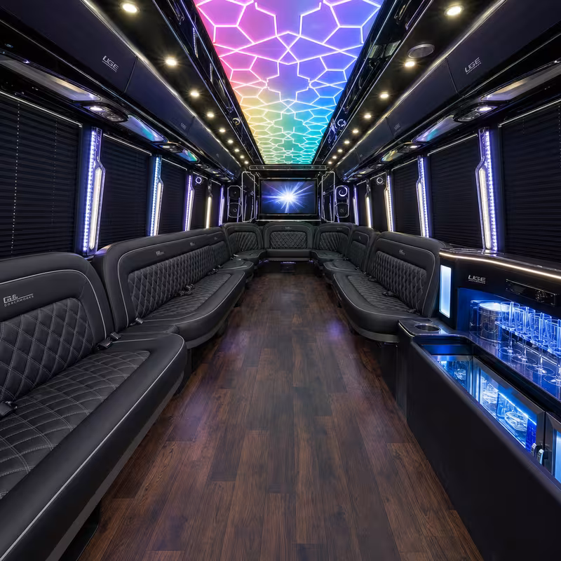 18 Passenger Party Bus Interior