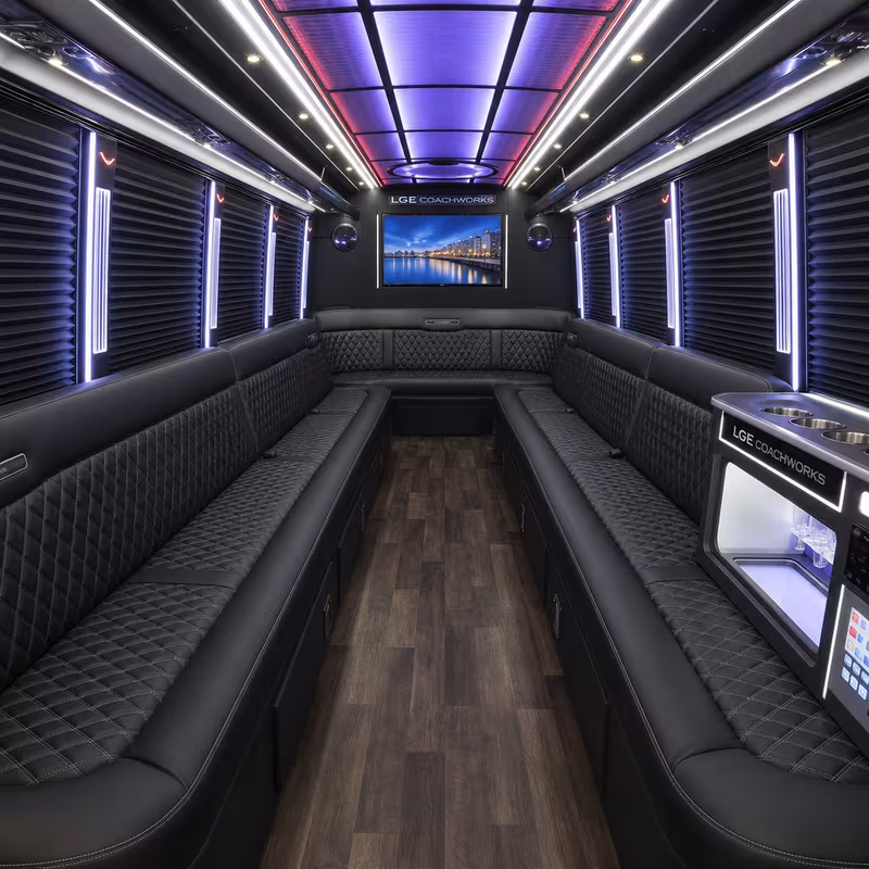 18 Passenger Party Bus Interior