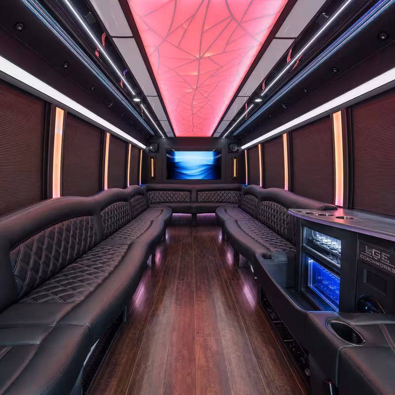 20 Passenger Party Bus Interior