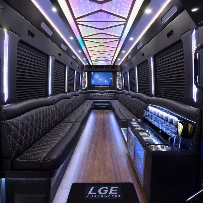 20 Passenger Party Bus Interior