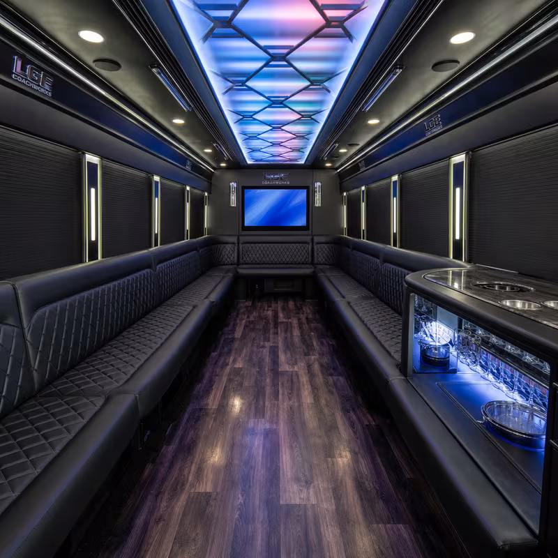 25 Passenger Party Bus Interior
