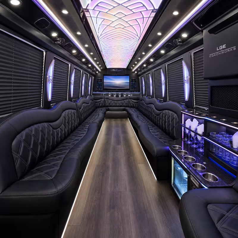 28 Passenger Party Bus Interior