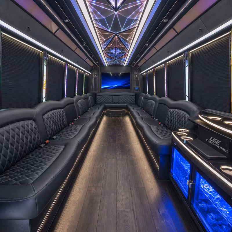 30 Passenger Party Bus Interior