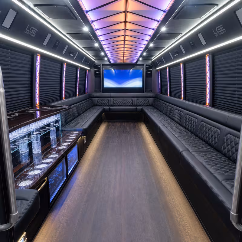 50 Passenger Party Bus Interior