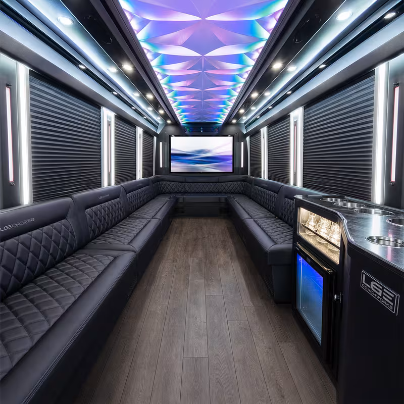 50 Passenger Party Bus Interior