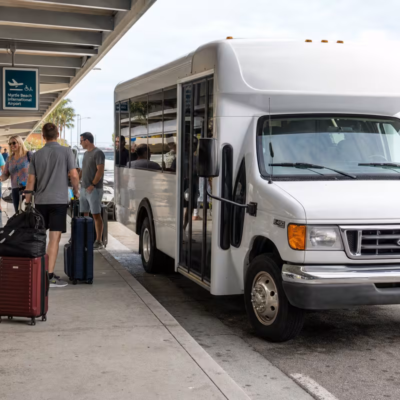 Black Mercedes Sprinter van staged for an Myrtle Beach Airport Transportation group