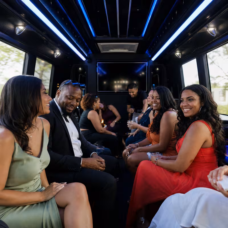 Black Mercedes Sprinter van staged for an Myrtle Beach Private Event Transportation group