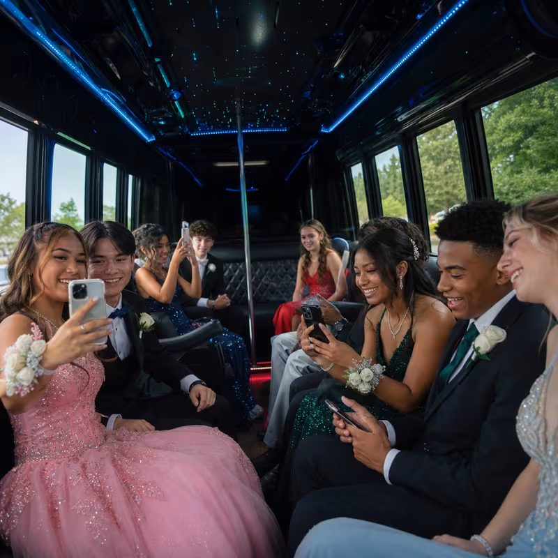 Black Mercedes Sprinter van staged for an Myrtle Beach Prom & Homecoming Transportation group