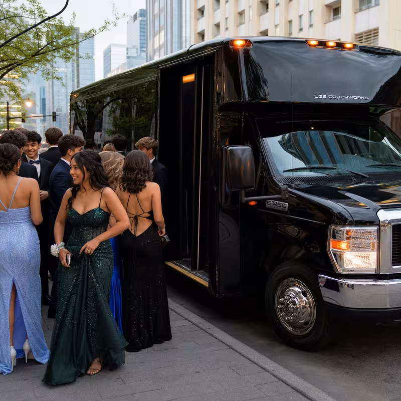 Passengers loading luggage while boarding an Myrtle Beach group shuttle