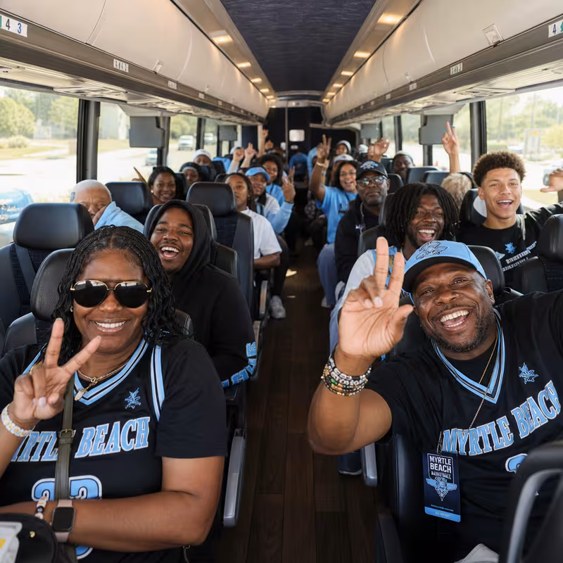 Black Mercedes Sprinter van staged for an Myrtle Beach Sporting Event Transportation group